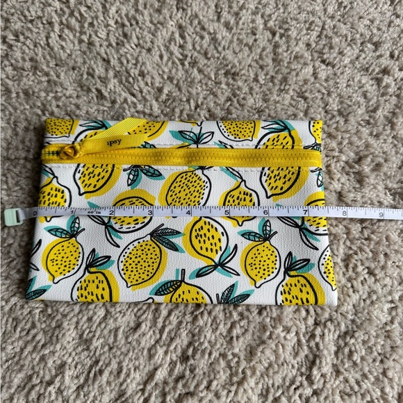Ipsy Lemon Print Makeup Cosmetic Bag Pouch with Gold Zipper Summer Bright Spring - Picture 3 of 10